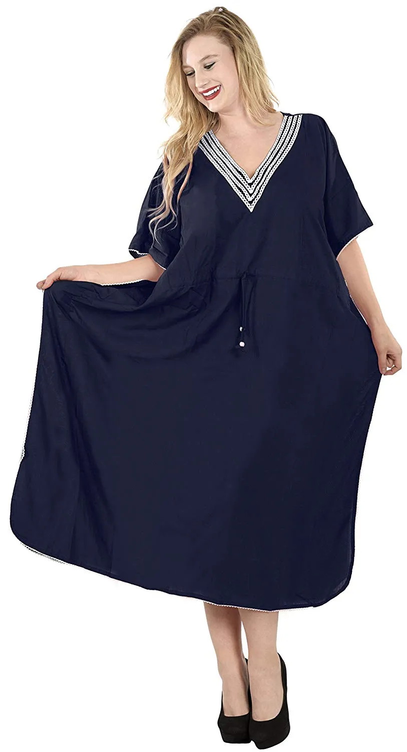 Long Kimono Loose Beach Swimwear Swimsuit Bikini Cover up Caftan Maxi Dress L-5X