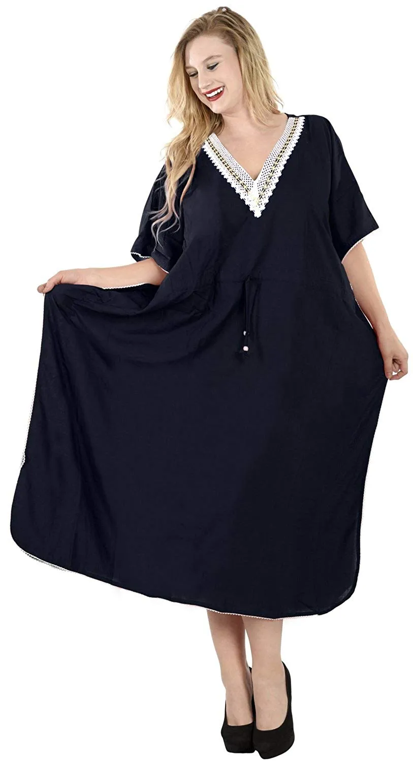 Long Kimono Loose Beach Swimwear Swimsuit Bikini Cover up Caftan Maxi Dress L-5X