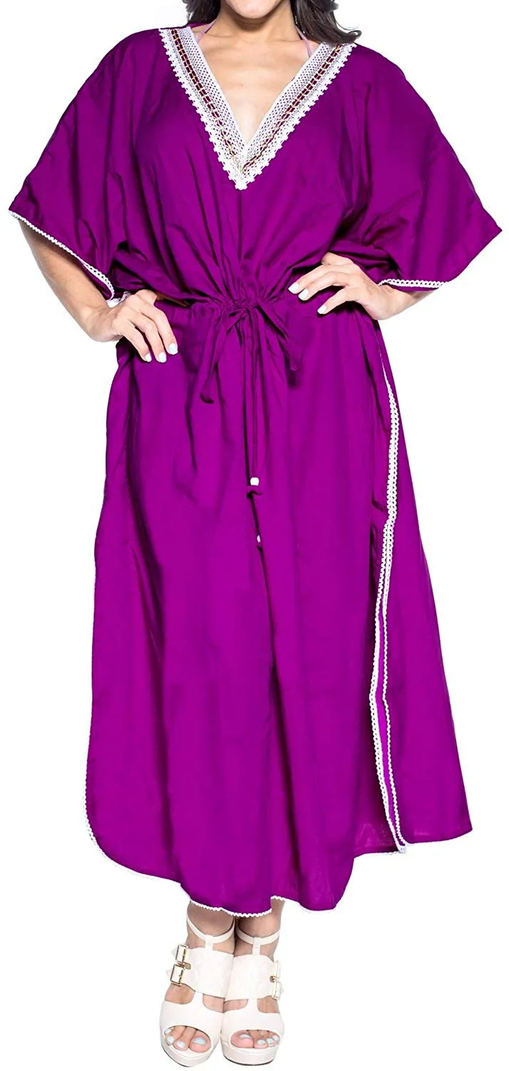 Long Kimono Loose Beach Swimwear Swimsuit Bikini Cover up Caftan Maxi Dress L-5X