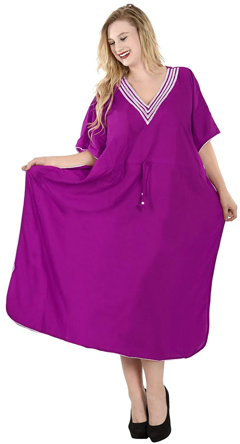 Long Kimono Loose Beach Swimwear Swimsuit Bikini Cover up Caftan Maxi Dress L-5X