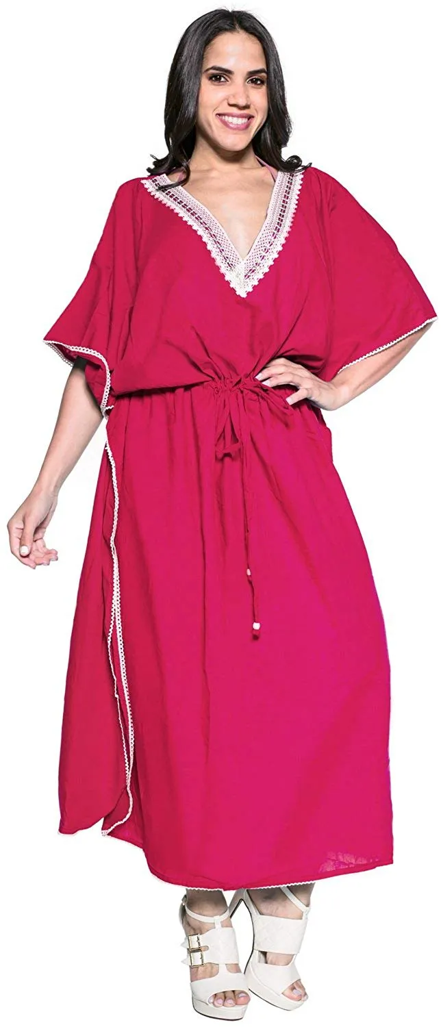 Long Kimono Loose Beach Swimwear Swimsuit Bikini Cover up Caftan Maxi Dress L-5X