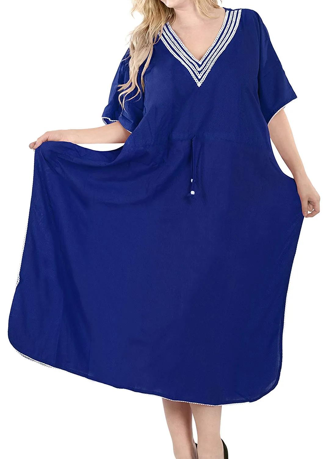 Long Kimono Loose Beach Swimwear Swimsuit Bikini Cover up Caftan Maxi Dress L-5X