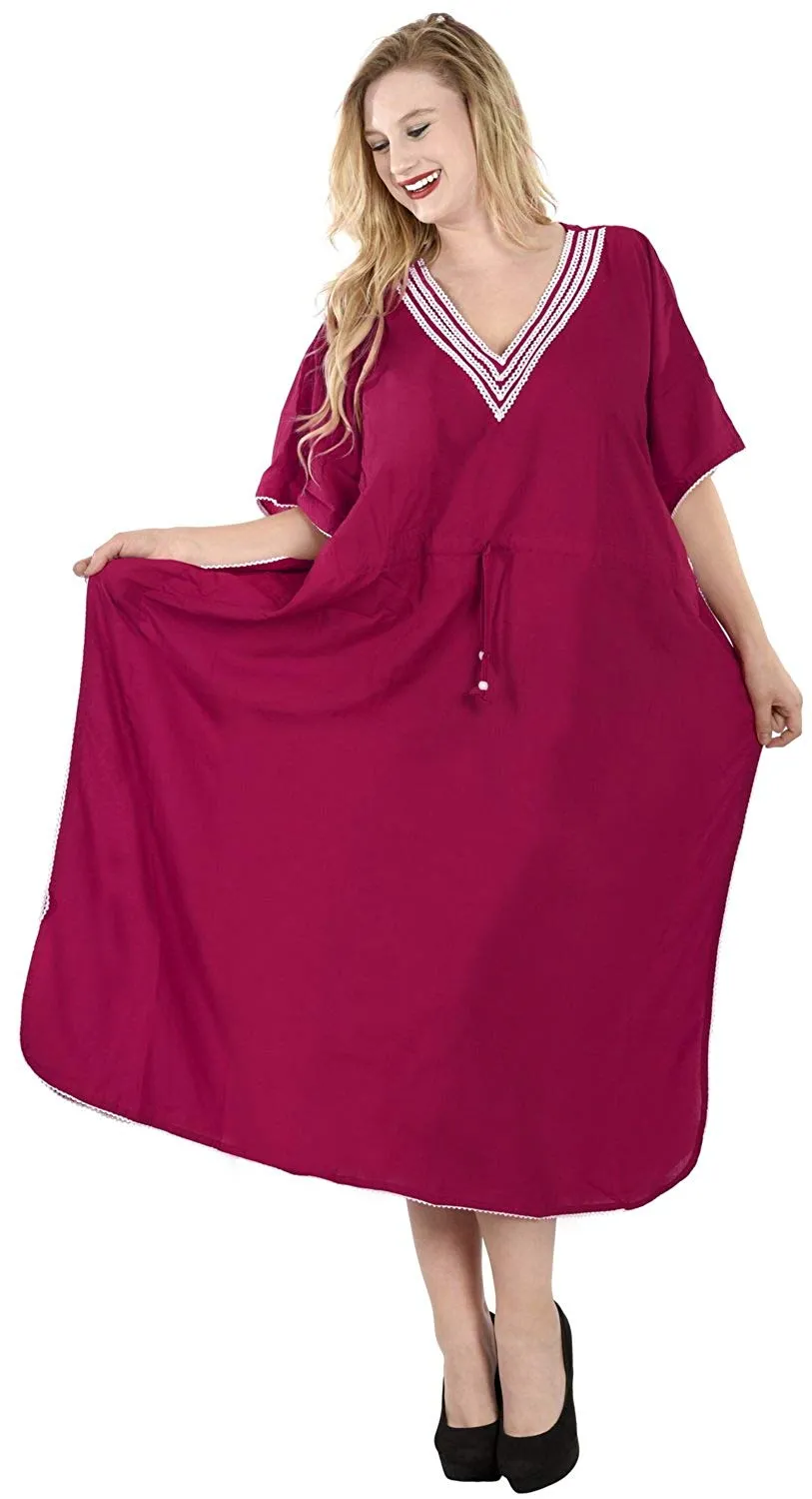 Long Kimono Loose Beach Swimwear Swimsuit Bikini Cover up Caftan Maxi Dress L-5X