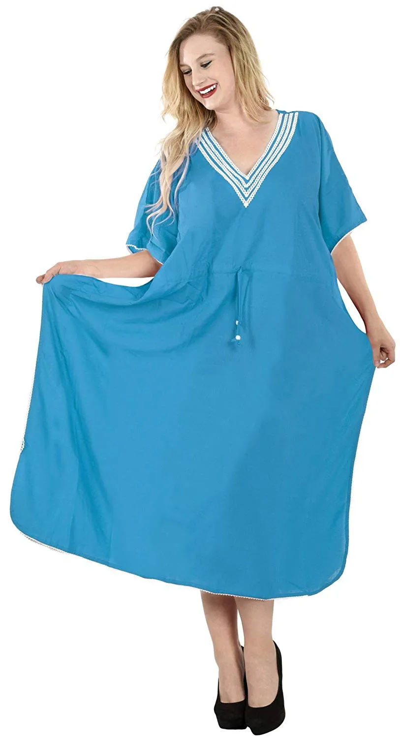 Long Kimono Loose Beach Swimwear Swimsuit Bikini Cover up Caftan Maxi Dress L-5X