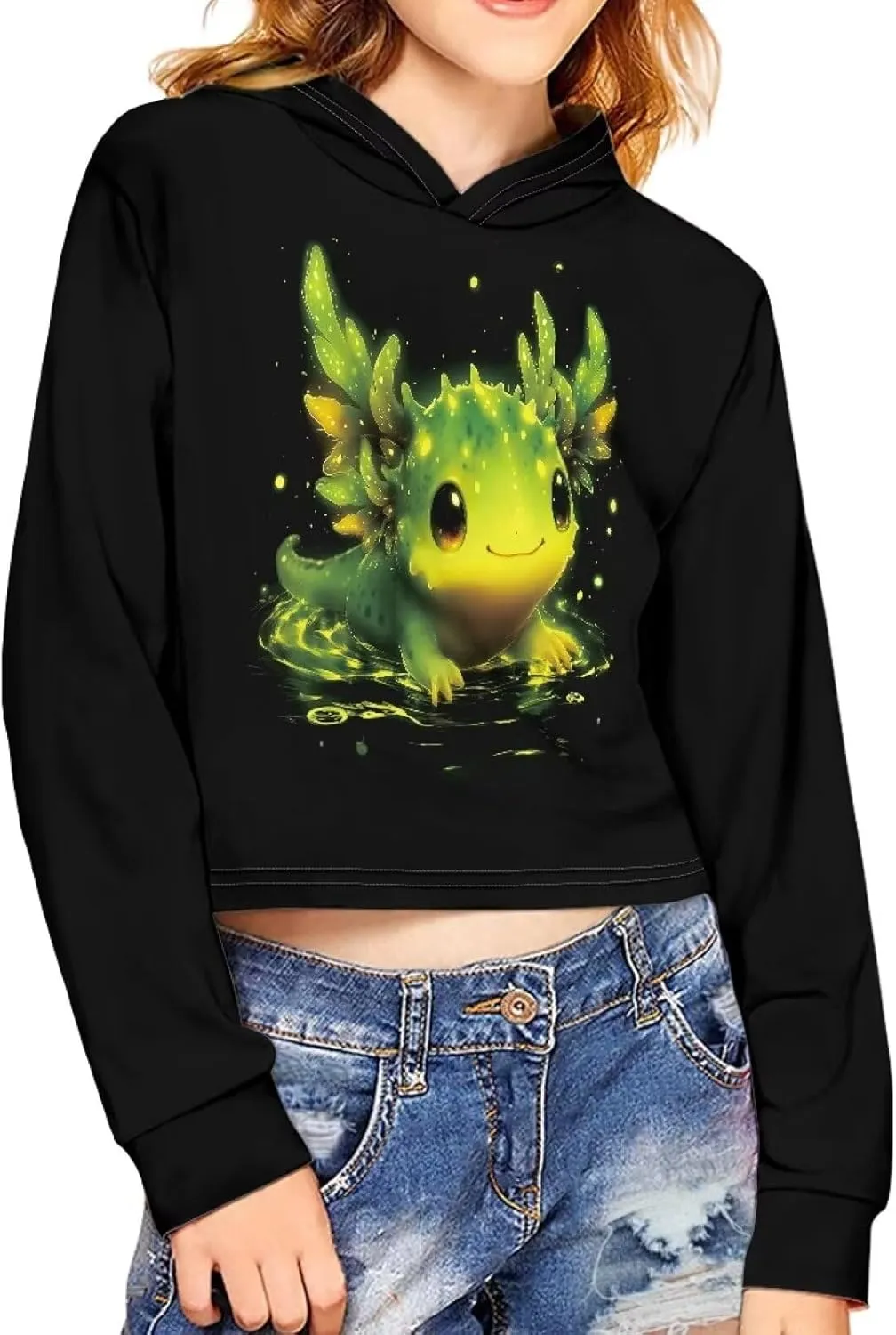 Long Sleeve Crop Tops for Girls 5-14Years Kids Hoodies & Sweatshirt
