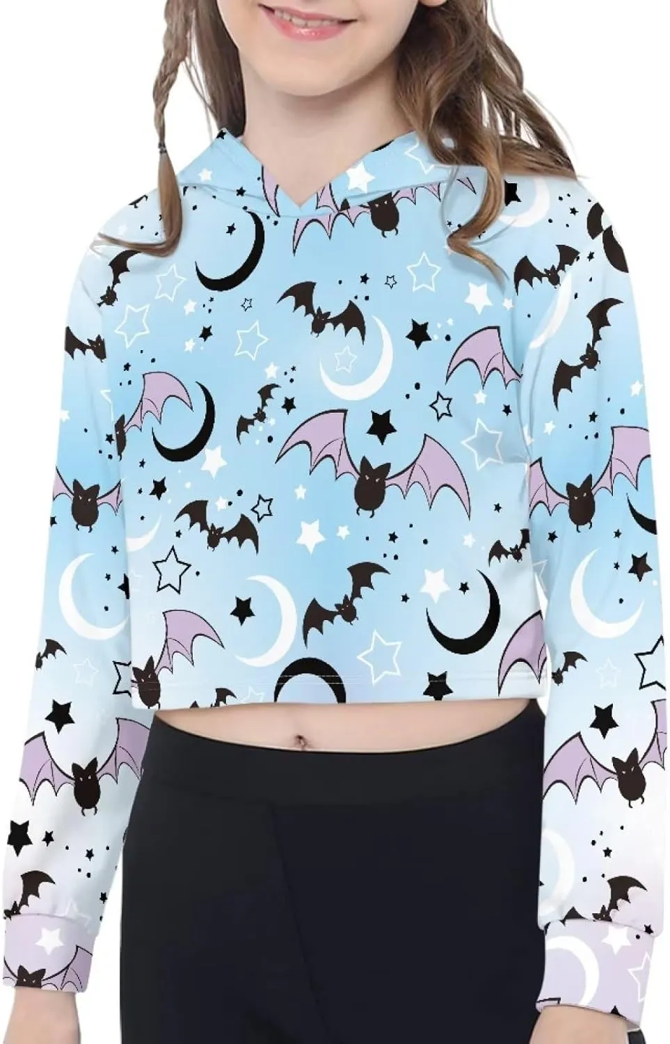 Long Sleeve Crop Tops for Girls 5-14Years Kids Hoodies & Sweatshirt