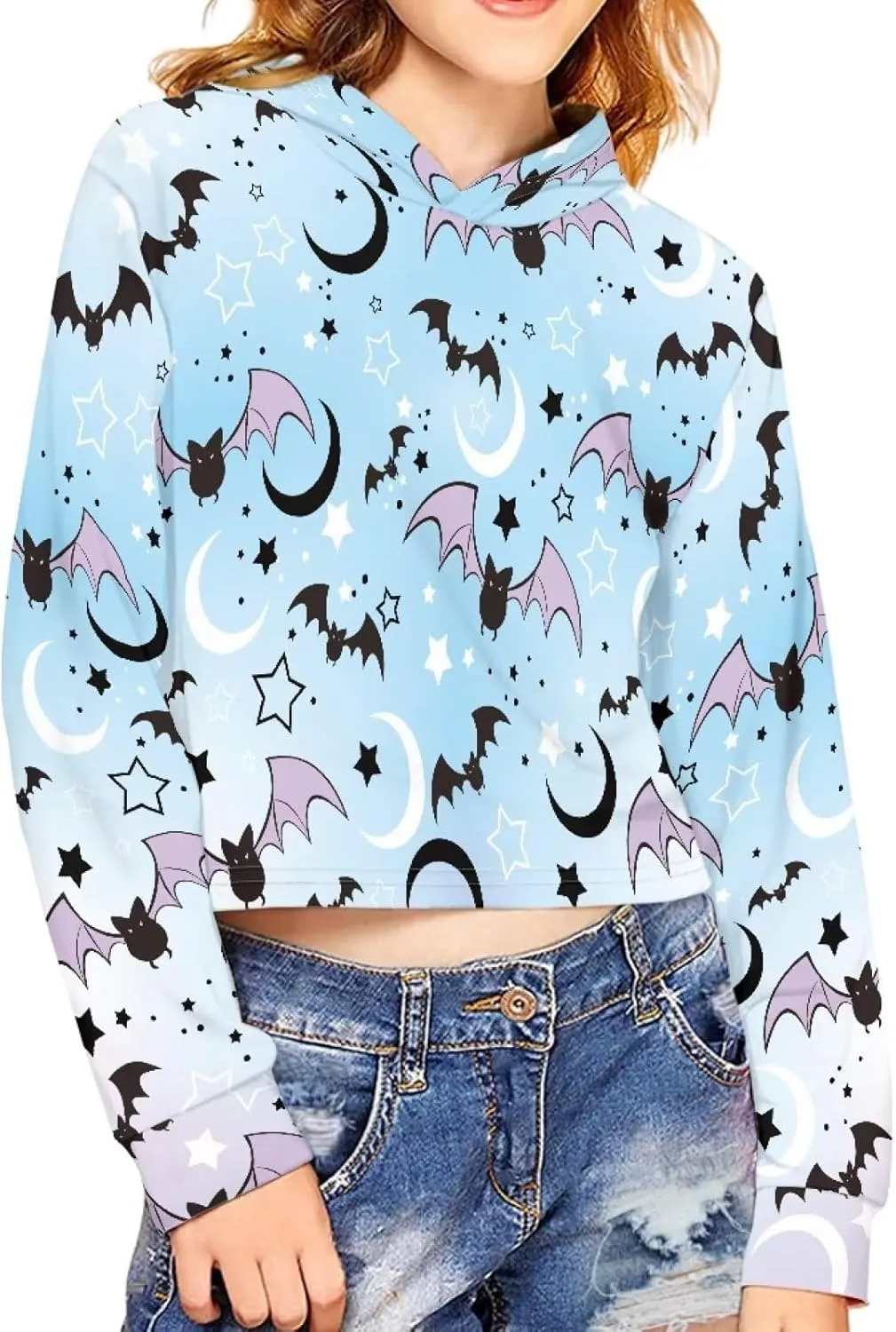 Long Sleeve Crop Tops for Girls 5-14Years Kids Hoodies & Sweatshirt