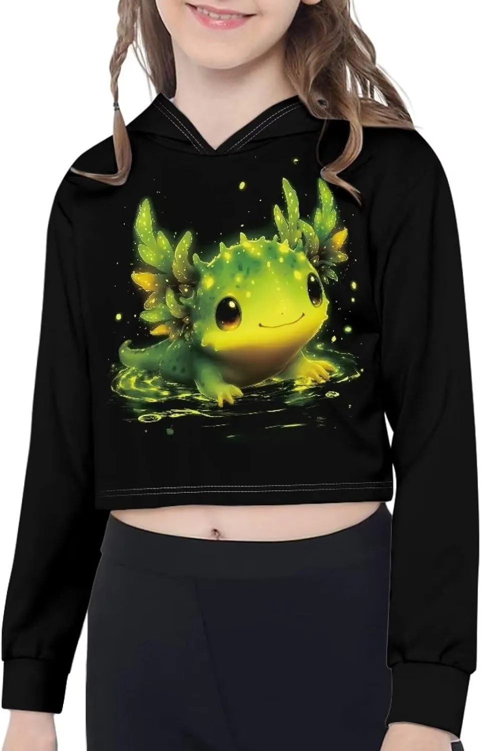 Long Sleeve Crop Tops for Girls 5-14Years Kids Hoodies & Sweatshirt
