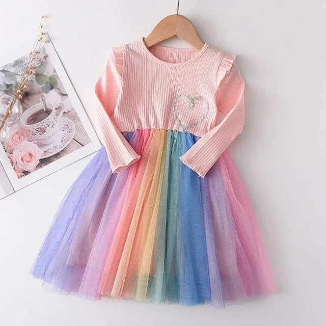 Long Sleeve Sweater Dress Girls Princess Baby Girl Clothes Sweet Tutu Party Dresses Christmas Little Girl Clothes