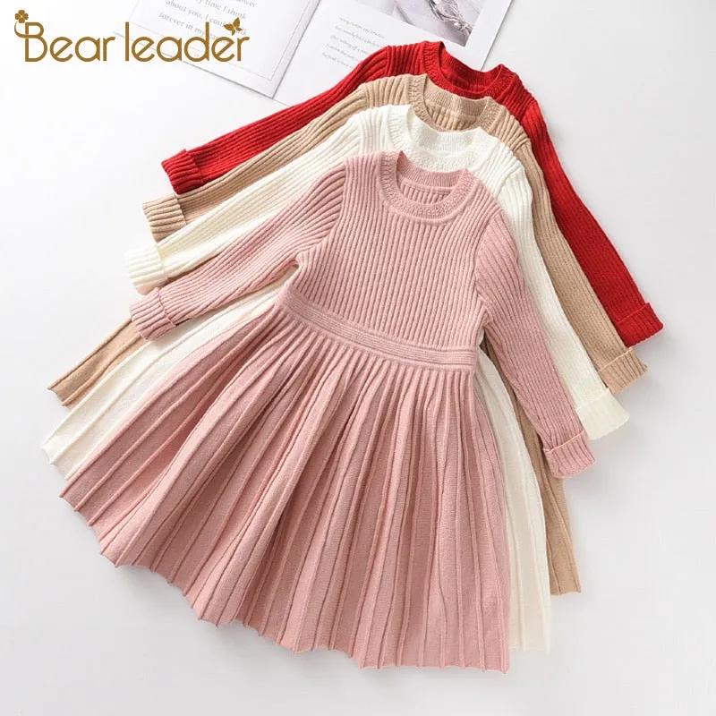 Long Sleeve Sweater Dress Girls Princess Baby Girl Clothes Sweet Tutu Party Dresses Christmas Little Girl Clothes