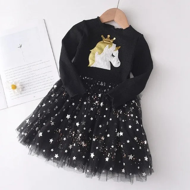 Long Sleeve Sweater Dress Girls Princess Baby Girl Clothes Sweet Tutu Party Dresses Christmas Little Girl Clothes