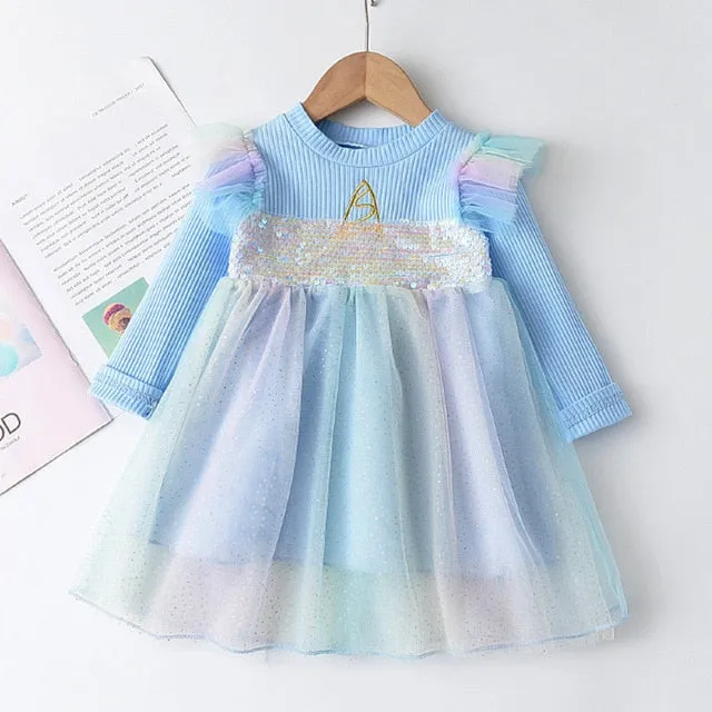 Long Sleeve Sweater Dress Girls Princess Baby Girl Clothes Sweet Tutu Party Dresses Christmas Little Girl Clothes