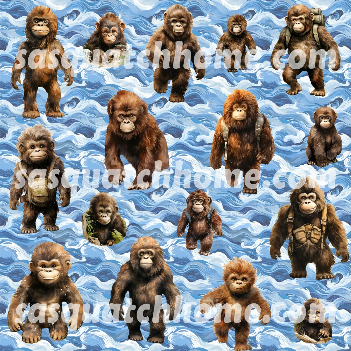 Long Sleeved Pajamas for Men - 19 Sasquatch, Bigfoot DESIGNS, Men's Bigfoot Pajamas,