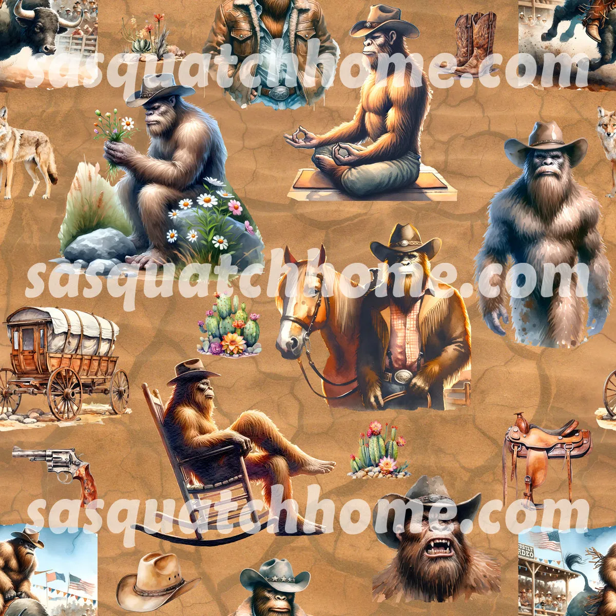 Long Sleeved Pajamas for Men - 19 Sasquatch, Bigfoot DESIGNS, Men's Bigfoot Pajamas,