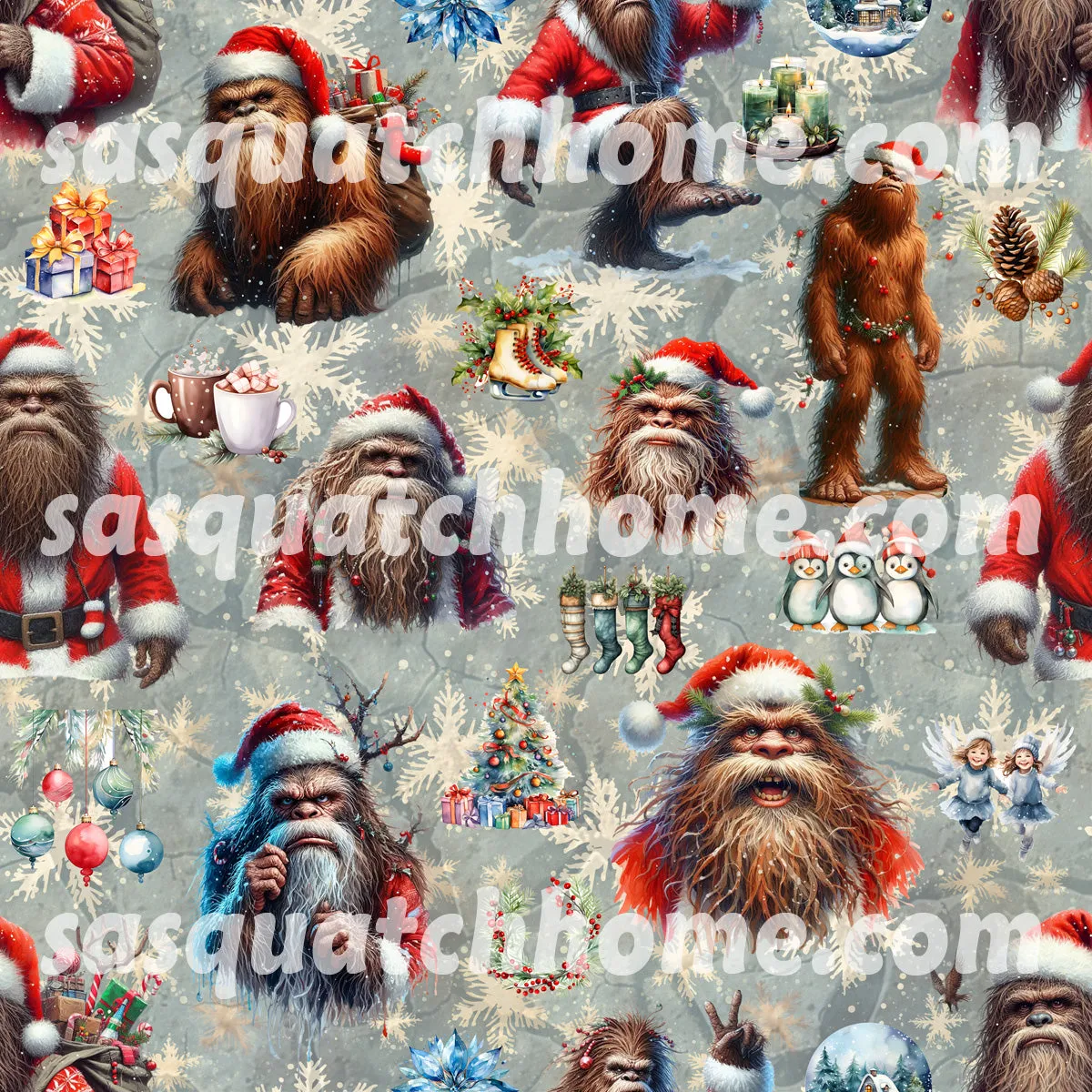 Long Sleeved Pajamas for Men - 19 Sasquatch, Bigfoot DESIGNS, Men's Bigfoot Pajamas,