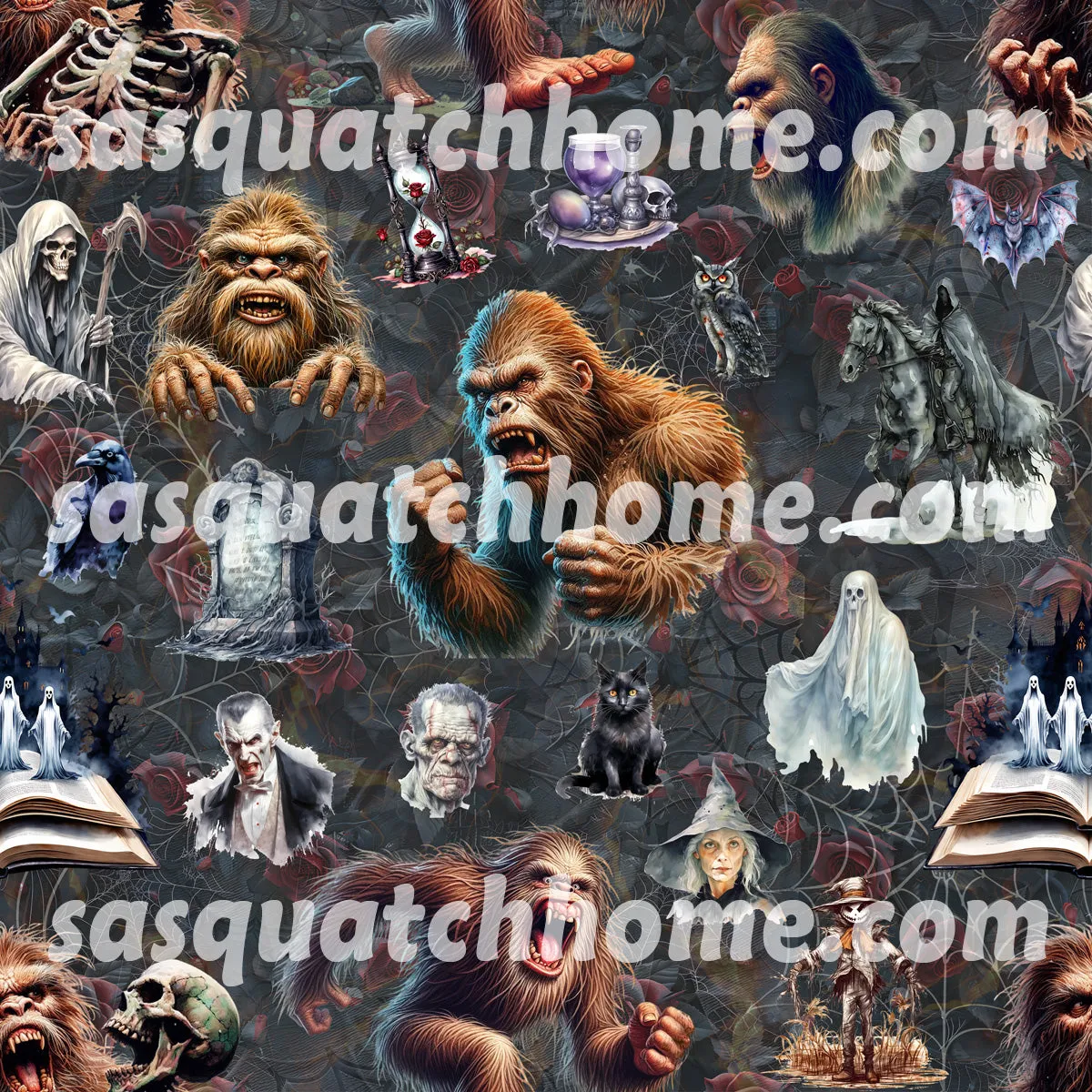 Long Sleeved Pajamas for Men - 19 Sasquatch, Bigfoot DESIGNS, Men's Bigfoot Pajamas,