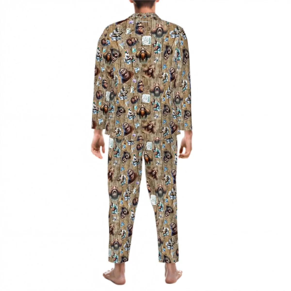 Long Sleeved Pajamas for Men - 19 Sasquatch, Bigfoot DESIGNS, Men's Bigfoot Pajamas,