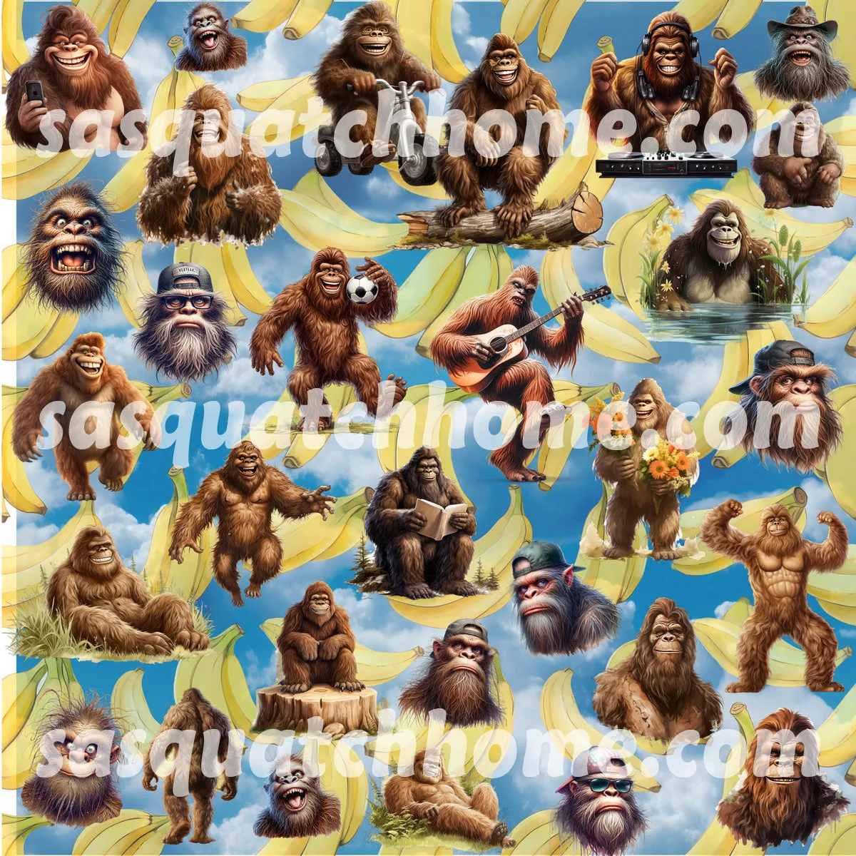 Long Sleeved Pajamas for Men - 19 Sasquatch, Bigfoot DESIGNS, Men's Bigfoot Pajamas,