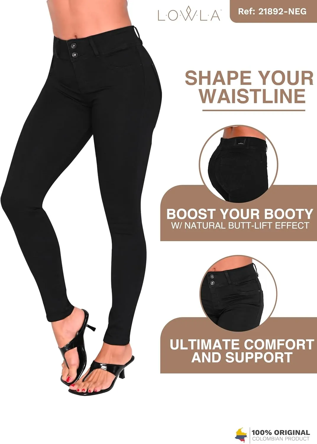L.O.W.L.A SHAPEWEAR High Waisted Jeans for Women | Pantalones Colombianos Levanta cola | Butt Lifting Jeans