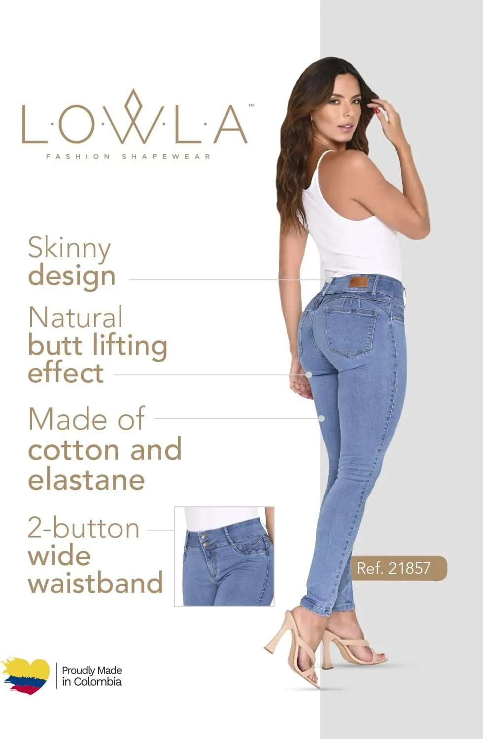 L.O.W.L.A SHAPEWEAR High Waisted Jeans for Women | Pantalones Colombianos Levanta cola | Butt Lifting Jeans