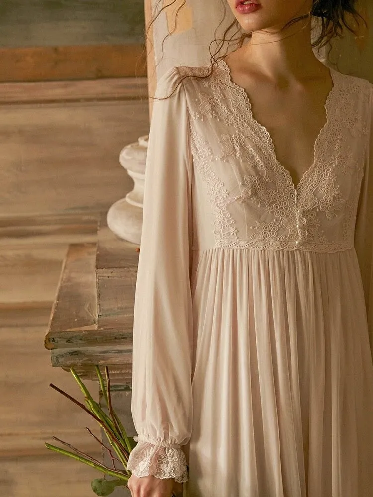 Maria's Long Sleeve Elegant Nightgown