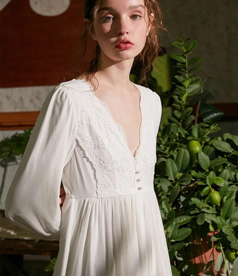 Maria's Long Sleeve Elegant Nightgown