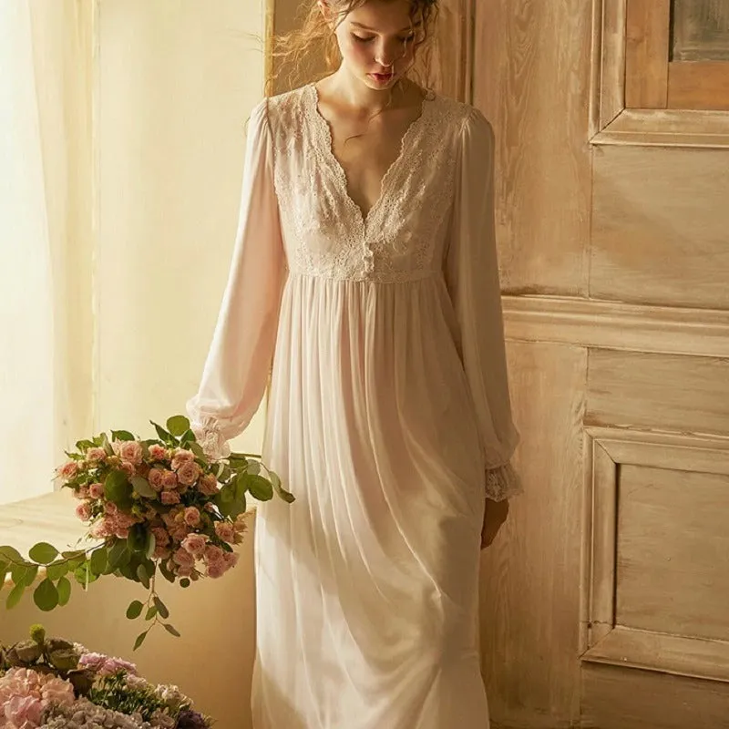 Maria's Long Sleeve Elegant Nightgown