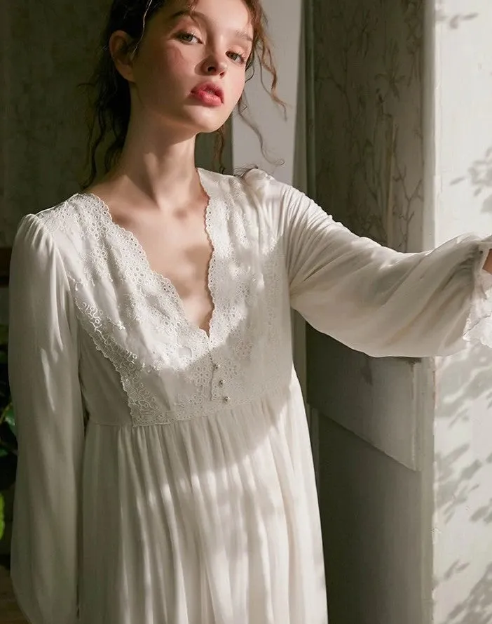 Maria's Long Sleeve Elegant Nightgown
