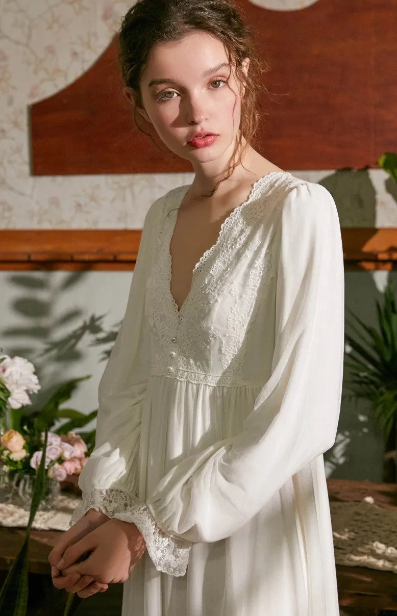Maria's Long Sleeve Elegant Nightgown