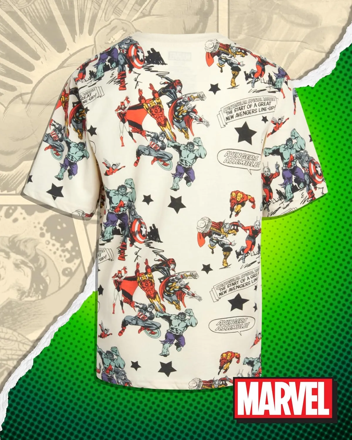 Marvel Avengers Spiderman Boys Shirts - Hulk Iron Man Captain America Thor Short Sleeve Graphic Tees for Toddler Boys & Kids
