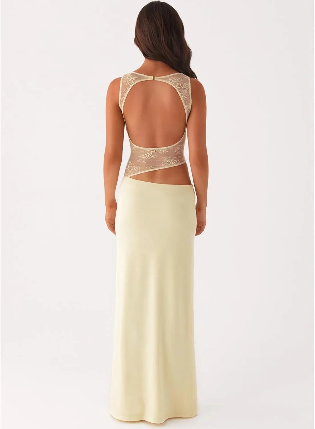 Meiweileya Cut Out Maxi Dresses for Women 2025 Sexy Hollow Out Spaghetti Strap Backless Long Bodycon Dress Going Out Dress