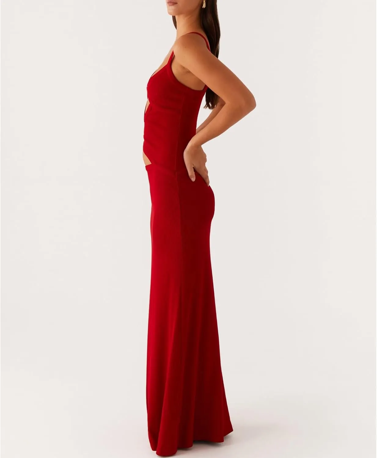 Meiweileya Cut Out Maxi Dresses for Women 2025 Sexy Hollow Out Spaghetti Strap Backless Long Bodycon Dress Going Out Dress