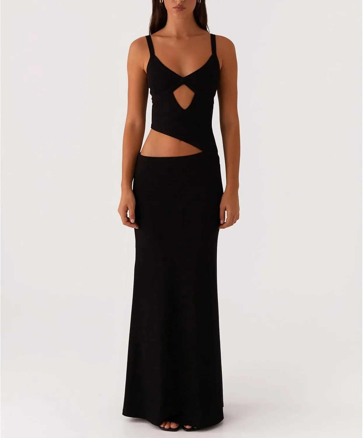 Meiweileya Cut Out Maxi Dresses for Women 2025 Sexy Hollow Out Spaghetti Strap Backless Long Bodycon Dress Going Out Dress