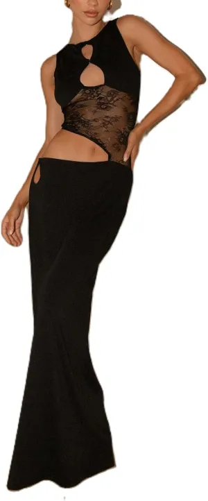 Meiweileya Cut Out Maxi Dresses for Women 2025 Sexy Hollow Out Spaghetti Strap Backless Long Bodycon Dress Going Out Dress