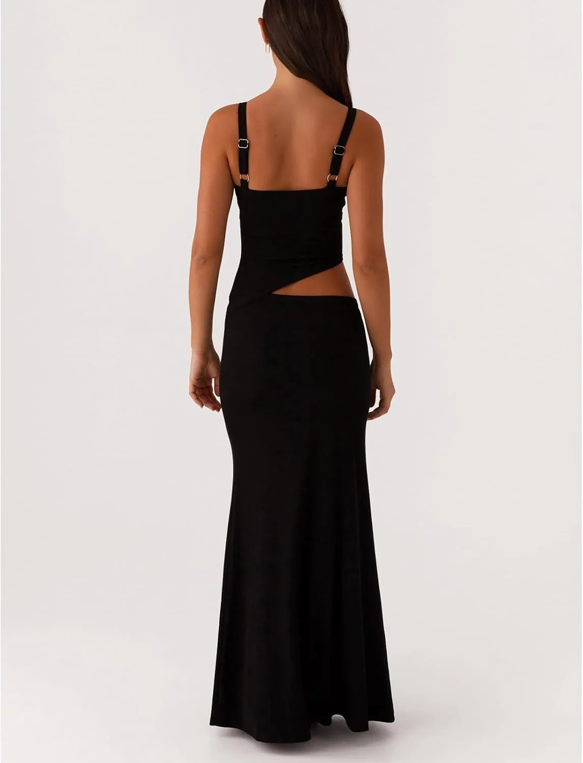 Meiweileya Cut Out Maxi Dresses for Women 2025 Sexy Hollow Out Spaghetti Strap Backless Long Bodycon Dress Going Out Dress