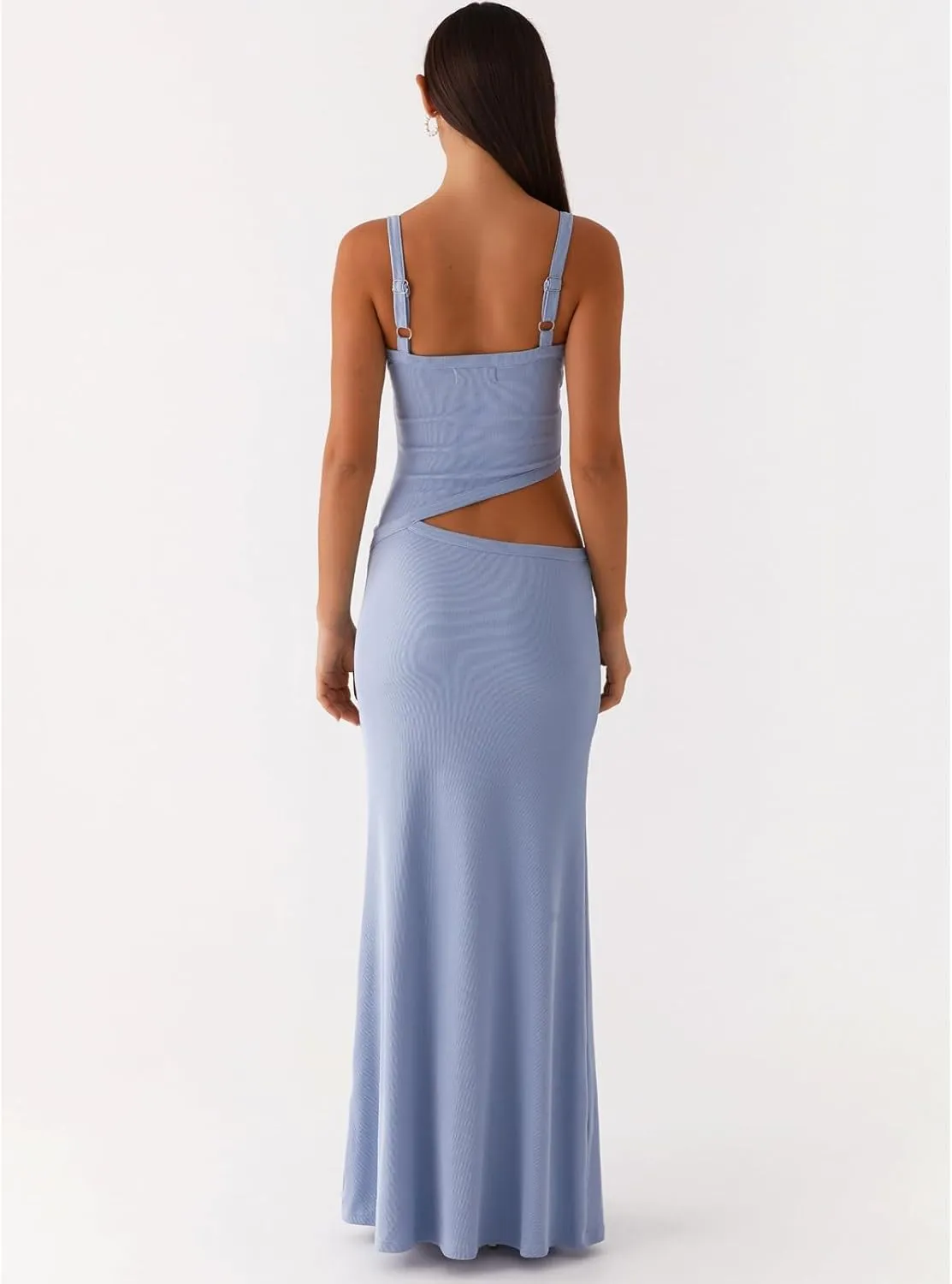 Meiweileya Cut Out Maxi Dresses for Women 2025 Sexy Hollow Out Spaghetti Strap Backless Long Bodycon Dress Going Out Dress
