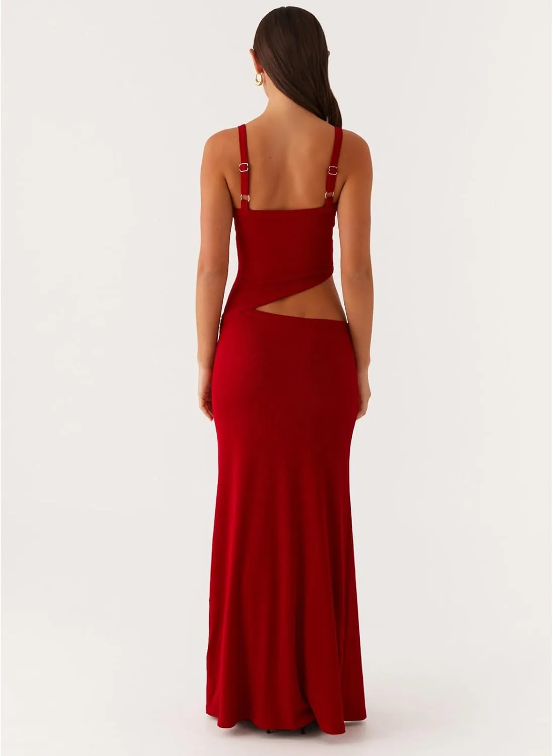 Meiweileya Cut Out Maxi Dresses for Women 2025 Sexy Hollow Out Spaghetti Strap Backless Long Bodycon Dress Going Out Dress