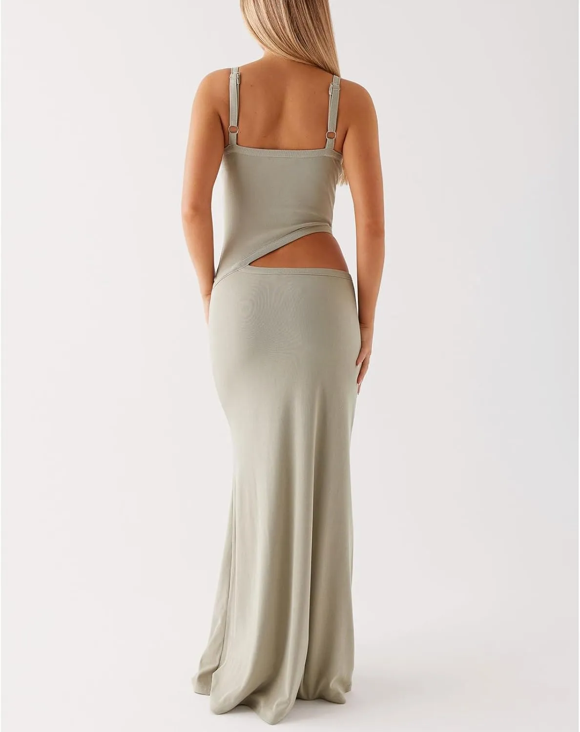 Meiweileya Cut Out Maxi Dresses for Women 2025 Sexy Hollow Out Spaghetti Strap Backless Long Bodycon Dress Going Out Dress