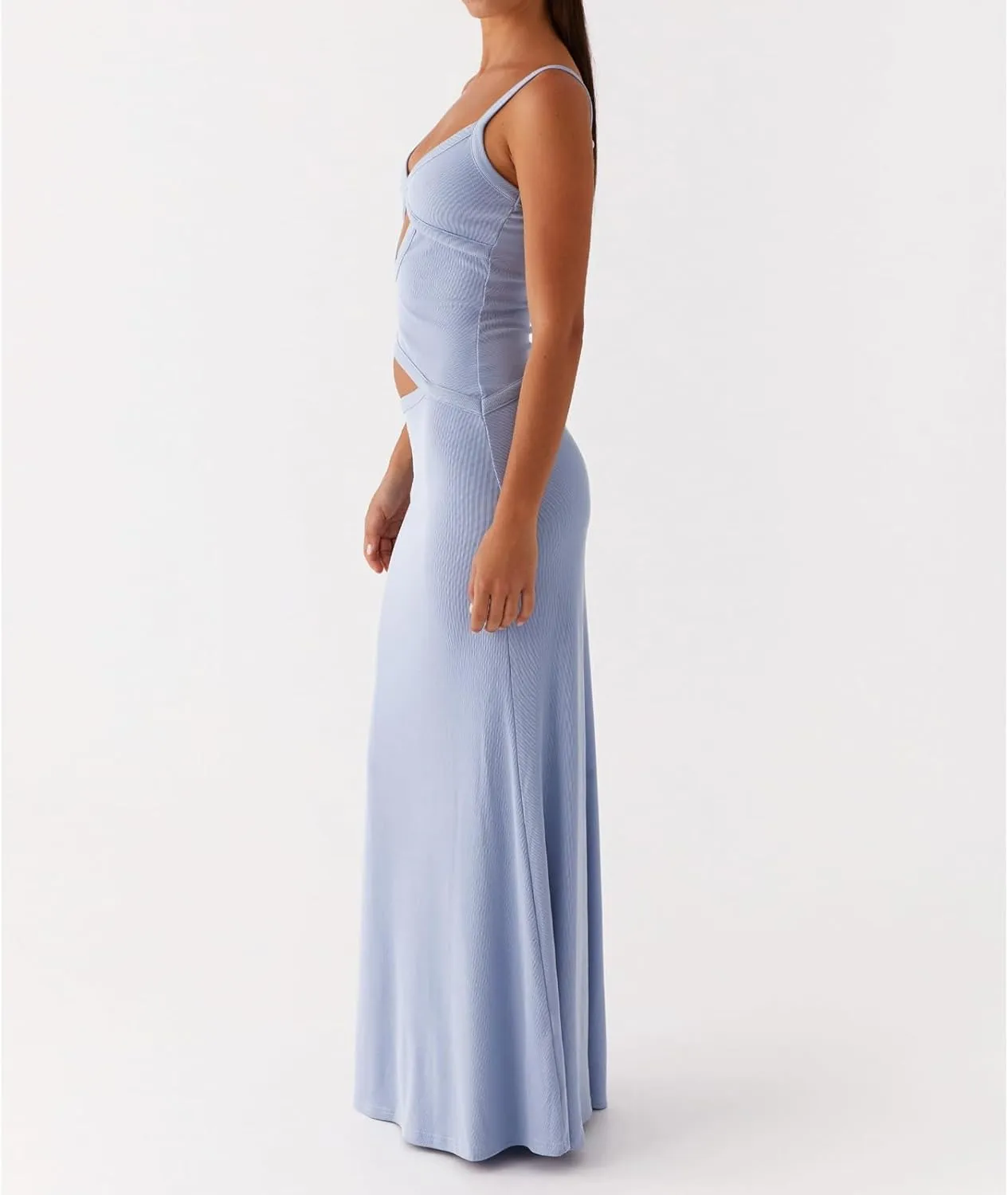 Meiweileya Cut Out Maxi Dresses for Women 2025 Sexy Hollow Out Spaghetti Strap Backless Long Bodycon Dress Going Out Dress