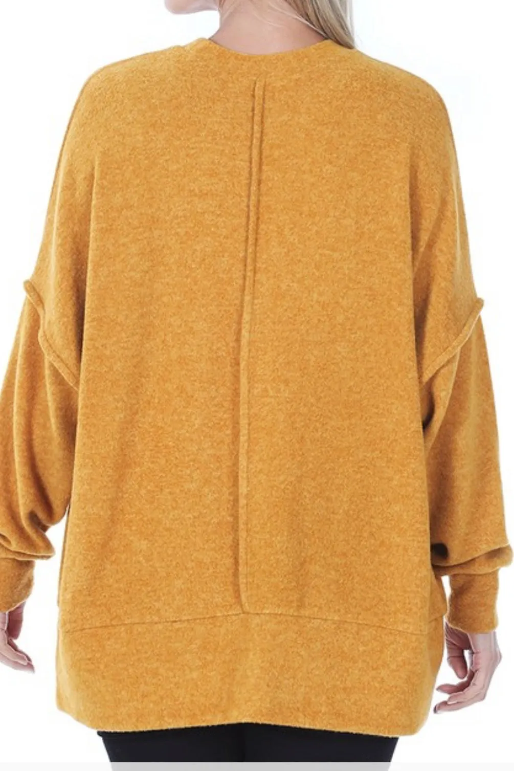 MELANGE DROPPED SHOULDER CREW NECK OVERSIZED SWEATER
