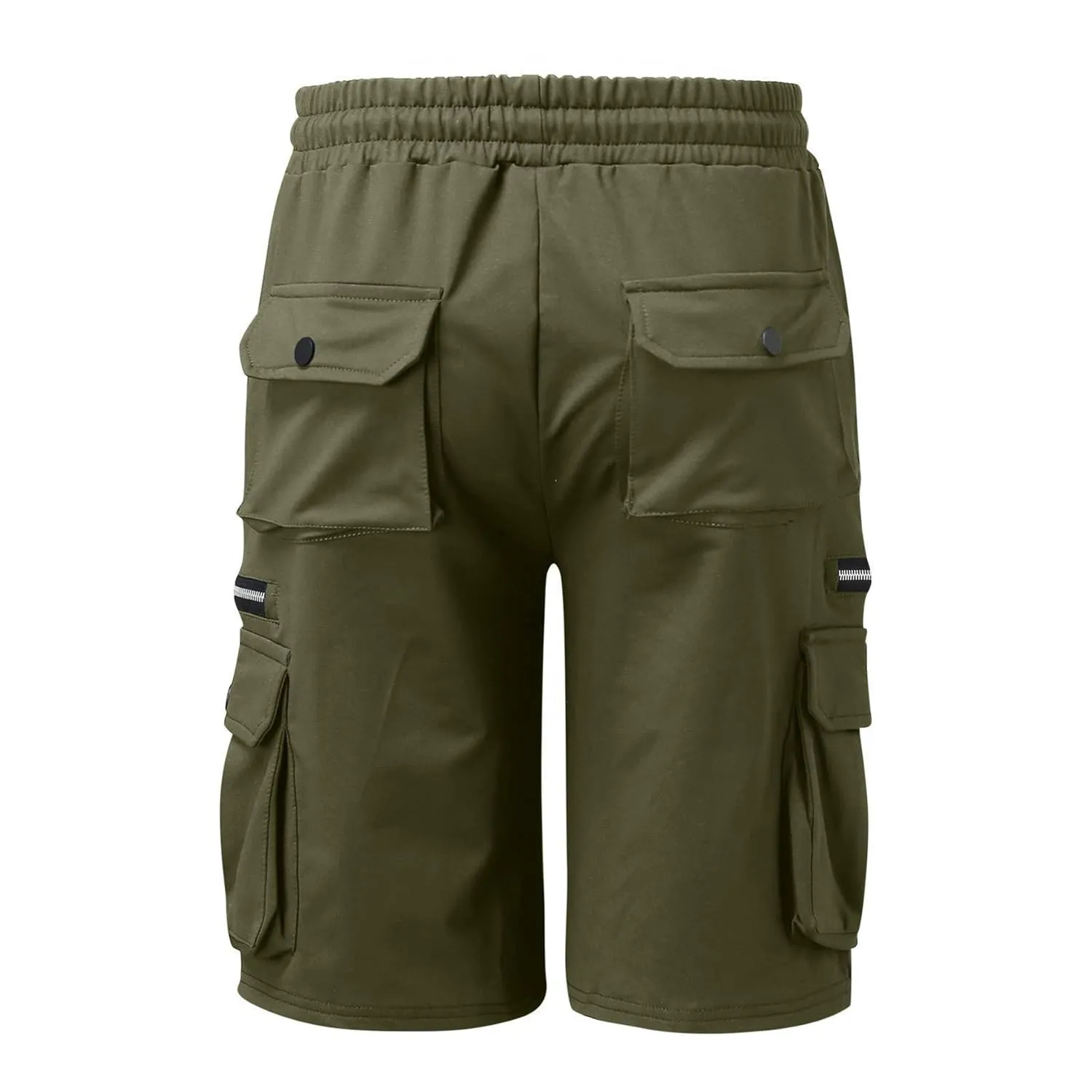 Men Cargo Shorts Elastic Waist Solid Color Cargo Shorts Relaxed Fit Casual Cargo Shorts with Zip Pocket (Medium,Green)