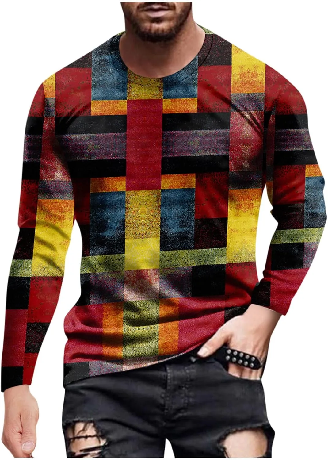 Men's 2023 Autumn Designer Vintage Blouse Tops Casual T Shirt Graphic Abstract Long Sleeve Print Fashion Shirts