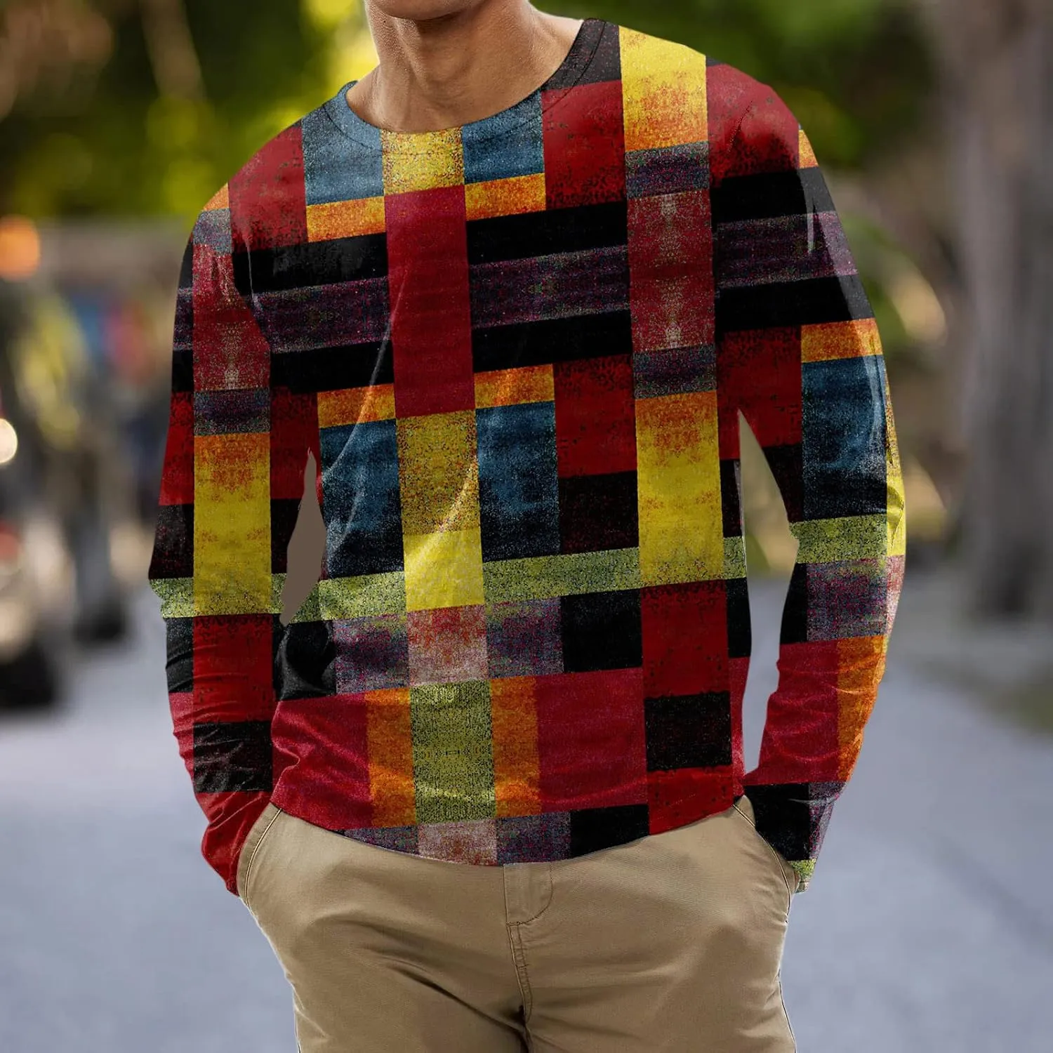 Men's 2023 Autumn Designer Vintage Blouse Tops Casual T Shirt Graphic Abstract Long Sleeve Print Fashion Shirts