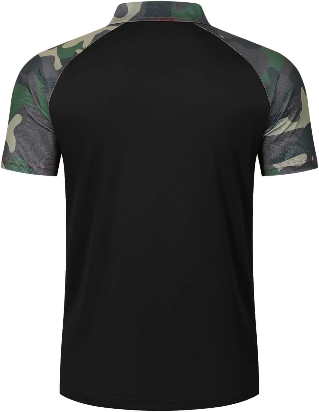 Men's Camo Raglan T-Shirts Summer Slim Muscle Fit Short Sleeve Tactical Shirts Athletic Quick Dry Collared Golf Shirt