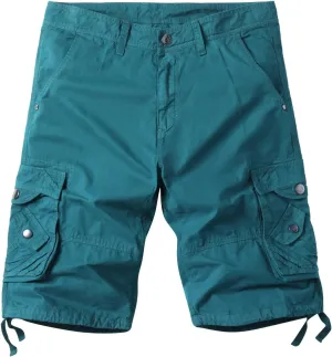 Mens Cargo Casual Shorts Elastic Waistband Zipper Camo Cargo Short Classic-Fit Jogging Pants with Multi-Pocket