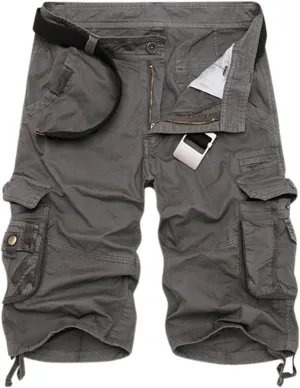 Mens Cargo Shorts Elastic Waist Cargo Shorts Relaxed Fit Multi Pockets Stretch Cotton Camo Cargo Shorts for Men