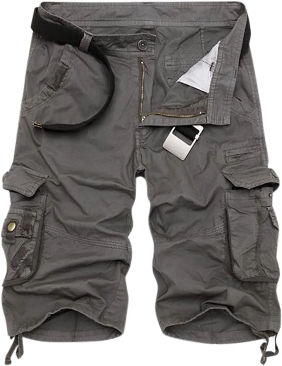 Mens Cargo Shorts Elastic Waist Cargo Shorts Relaxed Fit Multi Pockets Stretch Cotton Camo Cargo Shorts for Men