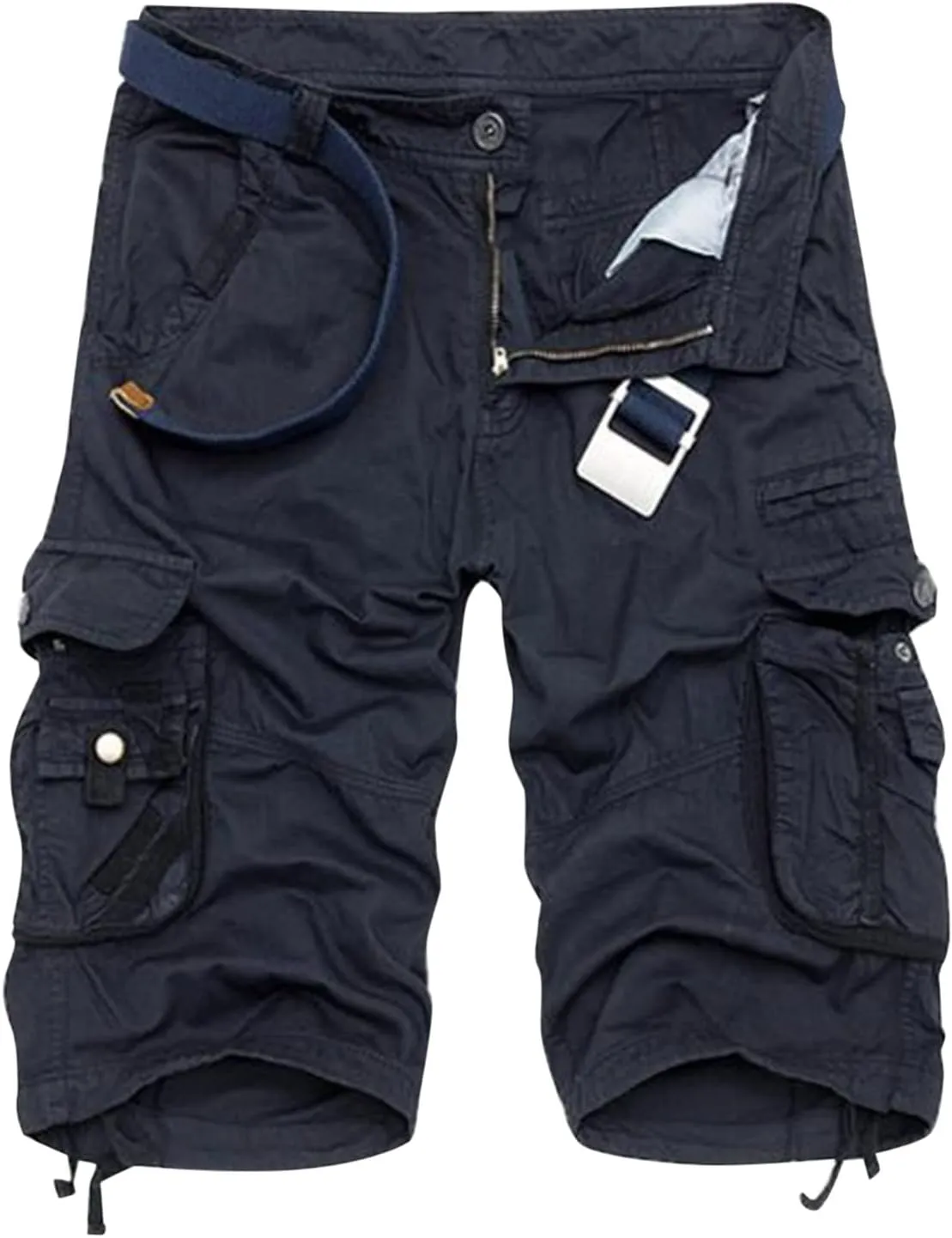 Mens Cargo Shorts Elastic Waist Cargo Shorts Relaxed Fit Multi Pockets Stretch Cotton Camo Cargo Shorts for Men