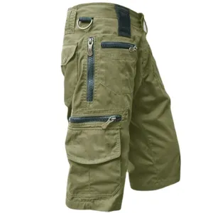 Men's Classic Multi Pocket Cargo Shorts Men Relaxed Fit Casual Short Outdoor Cotton Work Shorts Pant with Zipper Pocket (Medium,Light Green)