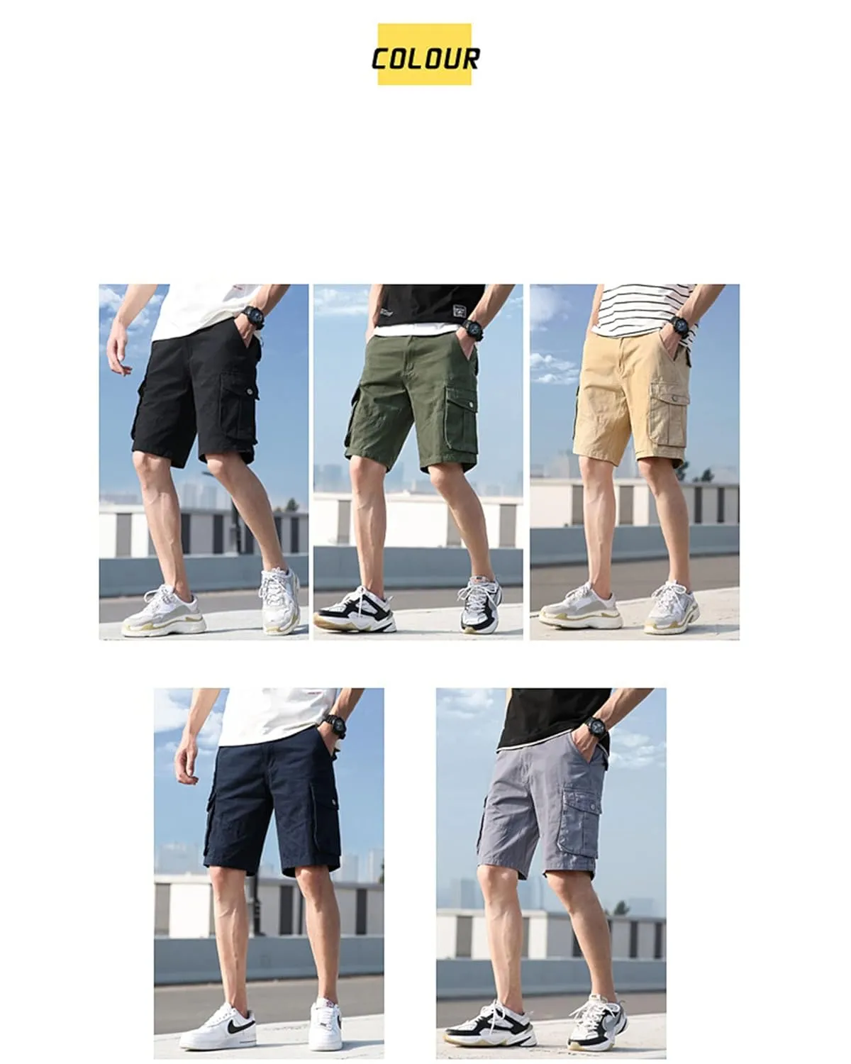 Men's Classic Stretch Cargo Short Relaxed Fit Outdoor Cotton Shorts Lightweight Multi Pocket Casual Twill Cargo Shorts (36,Dark Blue)
